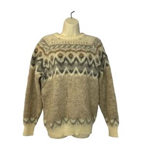 Vintage Hilda Ltd. Wool Fair Isle Nordic Sweater Iceland Crew Neck Women's M